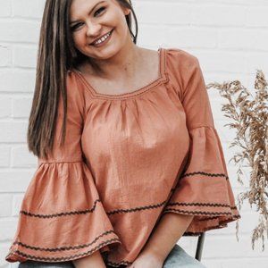 Delightful & Charming Cotton Bell Sleeve Top